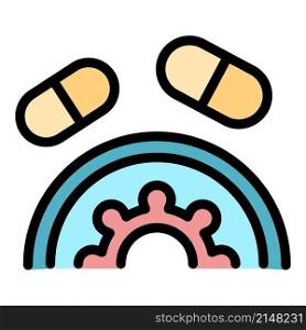 Antibiotic fight icon. Outline antibiotic fight vector icon color flat isolated. Antibiotic fight icon color outline vector