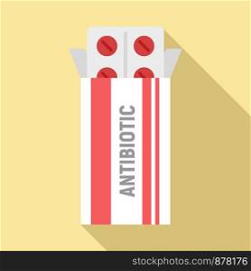 Antibiotic package box icon. Flat illustration of antibiotic package box vector icon for web design. Antibiotic package box icon, flat style