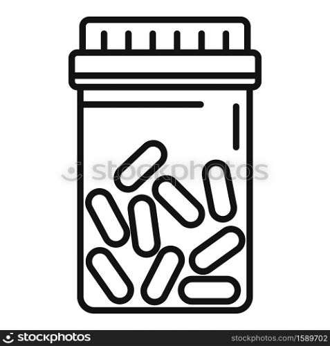 Antibiotic pill jar icon. Outline antibiotic pill jar vector icon for web design isolated on white background. Antibiotic pill jar icon, outline style
