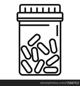 Antibiotic pill jar icon. Outline antibiotic pill jar vector icon for web design isolated on white background. Antibiotic pill jar icon, outline style