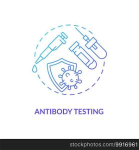 Antibody testing concept icon. Covid testing type idea thin line illustration. Checking for antibodies in blood. Developing long-lasting immunity. Vector isolated outline RGB color drawing. Antibody testing concept icon