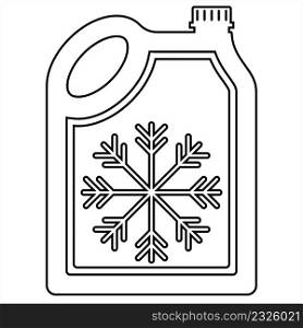 Antifreeze Icon, Water Based Liquid Freezing Point Lowering Additive Vector Art Illustration