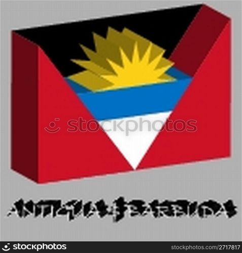 antigua and barbuda 3d flag, abstract vector art illustration