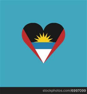 Antigua and Barbuda flag icon in a heart shape in flat design. Independence day or National day holiday concept.