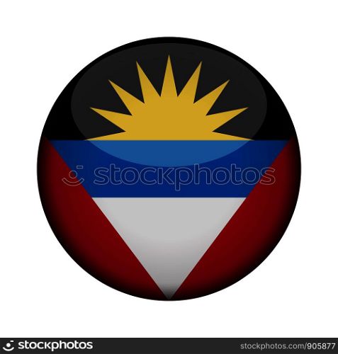 antigua and barbuda Flag in glossy round button of icon. antigua and barbuda emblem isolated on white background. National concept sign. Independence Day. Vector illustration.