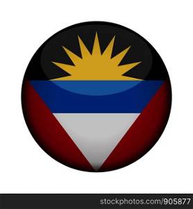 antigua and barbuda Flag in glossy round button of icon. antigua and barbuda emblem isolated on white background. National concept sign. Independence Day. Vector illustration.