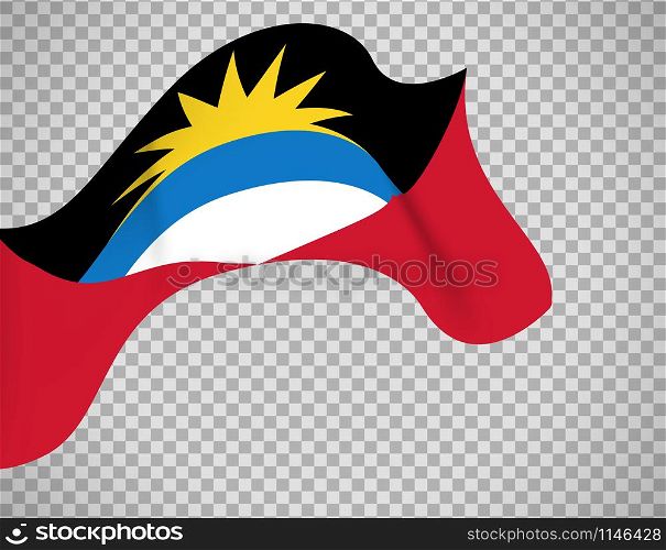 Antigua and Barbuda flag on transparent background. Vector illustration. Antigua and Barbuda flag on transparent