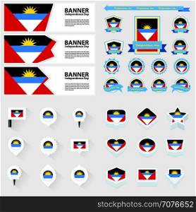 antigua and barbuda independence day, infographic, and label Set.