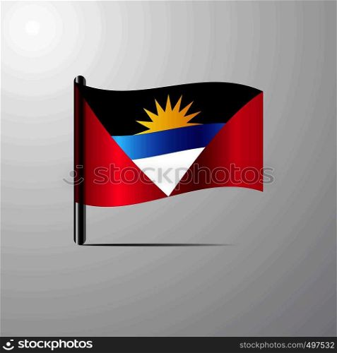 Antigua and Barbuda waving Shiny Flag design vector