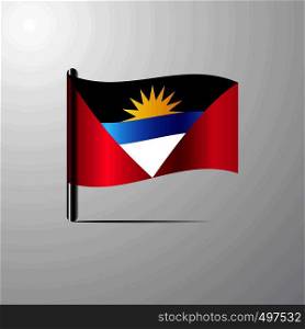 Antigua and Barbuda waving Shiny Flag design vector