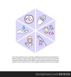 Antimicrobial resistance prevention concept icon with text. Handwashing. Drug-resistant infections. PPT page vector template. Brochure, magazine, booklet design element with linear illustrations. Antimicrobial resistance prevention concept icon with text