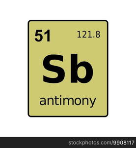 Antimony chemical element of periodic table. Sign with atomic number.