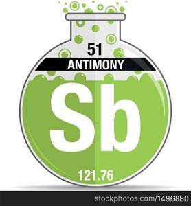 Antimony symbol on chemical round flask. Element number 51 of the Periodic Table of the Elements - Chemistry. Vector image