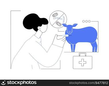 Antiparasitic drugs abstract concept vector illustration. Farmer making injection for animal with antiparasitic drugs, livestock care, agribusiness industry, agricultural worker abstract metaphor.. Antiparasitic drugs abstract concept vector illustration.