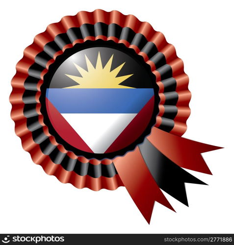 Antiqua and Barbuda detailed silk rosette flag, eps10 vector illustration