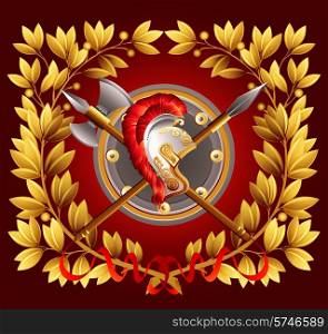 Antique arms and a laurel wreath. Vector illustration EPS 10. Antique arms and a laurel wreath. Vector illustration