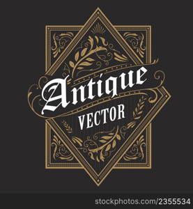 antique border western frame vintage label hand drawn typography retro vector illustration