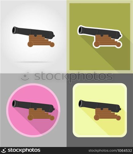 antique cannon flat icons vector illustration isolated on white background