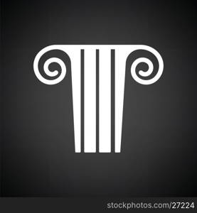 Antique column icon. Black background with white. Vector illustration.