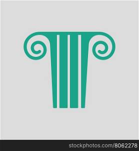 Antique column icon. Gray background with green. Vector illustration.