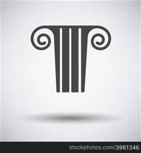 Antique column icon on gray background with round shadow. Vector illustration.