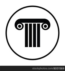 Antique column icon. Thin circle design. Vector illustration.