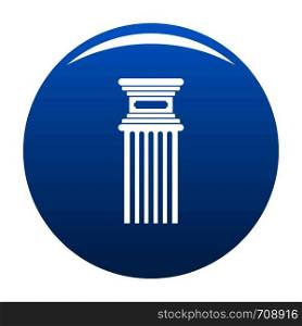 Antique column icon vector blue circle isolated on white background . Antique column icon blue vector