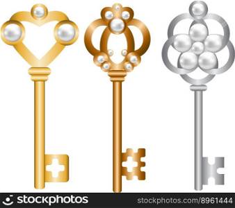 Antique metal skeleton keys set vector image