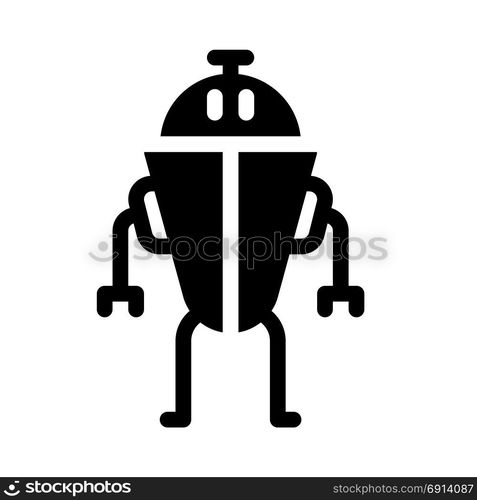 antique robot, icon on isolated background