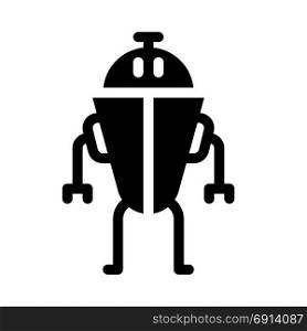 antique robot, icon on isolated background