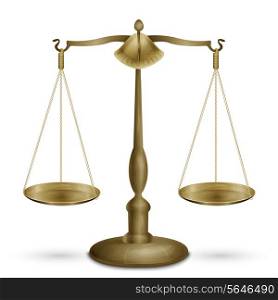 Antique scales low and justice symbol isolated on white background vector illustration