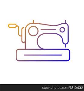 Antique sewing machine gradient linear vector icon. Collectible equipment with hand crank and treadle. Home appliance. Thin line color symbol. Modern style pictogram. Vector isolated outline drawing. Antique sewing machine gradient linear vector icon