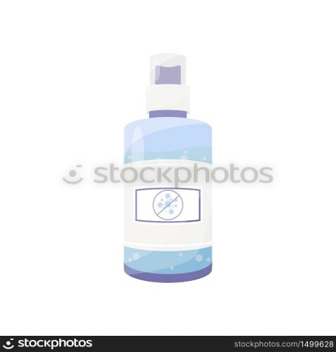 Antiseptic spray cartoon vector illustration. Disinfection product in plastic container flat color object. Virus protection. Sanitizer gel, antibacterial agent in bottle isolated on white background. Antiseptic spray cartoon vector illustration