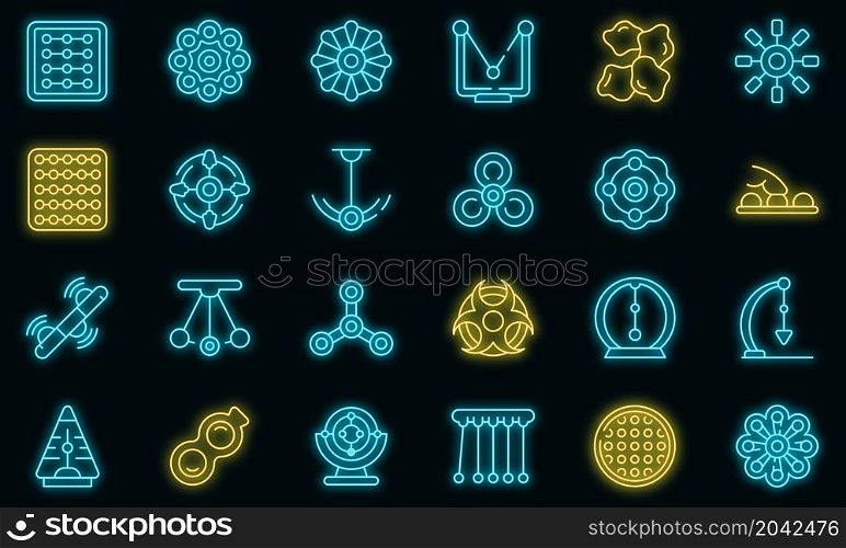 Antistress toy icons set outline vector. Dimple sensory. Ball bubble toy. Antistress toy icons set vector neon
