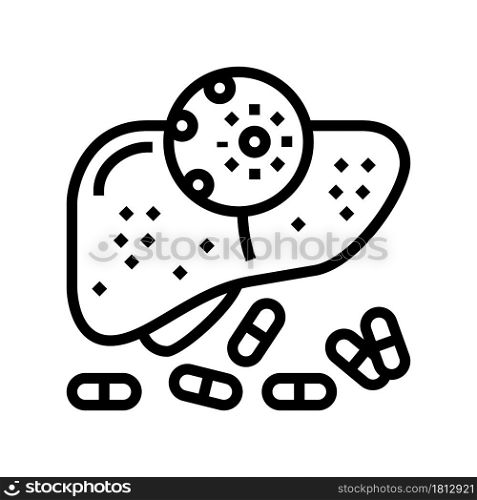 antiviral drugs hepatitis line icon vector. antiviral drugs hepatitis sign. isolated contour symbol black illustration. antiviral drugs hepatitis line icon vector illustration