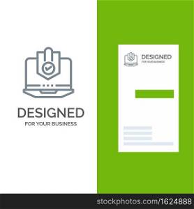 Antivirus, Computer, Internet, Laptop, Protected, Protection, Security Grey Logo Design and Business Card Template
