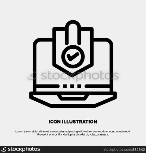 Antivirus, Computer, Internet, Laptop, Protected, Protection, Security Line Icon Vector
