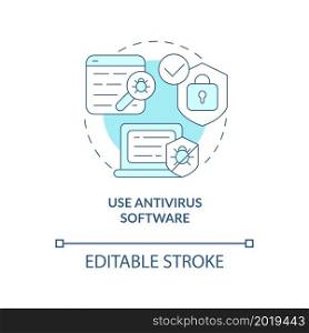 Antivirus software concept icon. Information and devices protection abstract idea thin line illustration. Internet surfing safety. Vector isolated outline color drawing. Editable stroke. Antivirus software concept icon