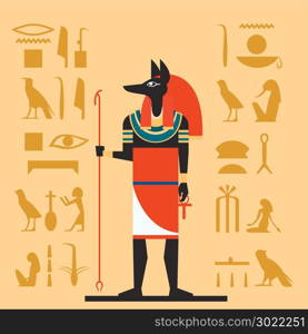 Anubis flat banner. Vector image of the Anubis the god of the Egypet flat banner