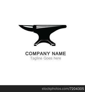 Anvil blacksmith vector logo design template on white Backgound