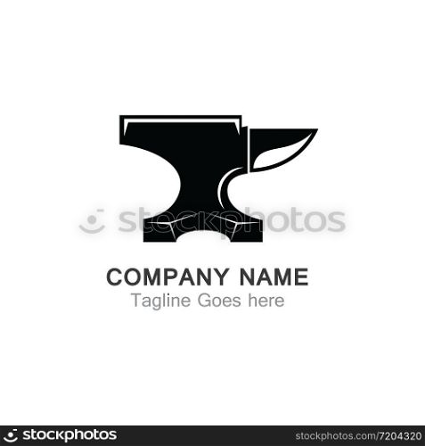 Anvil blacksmith vector logo design template on white Backgound
