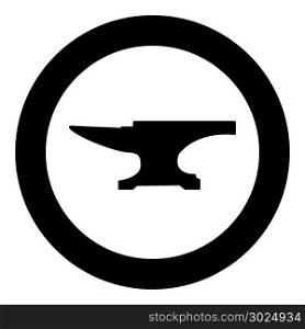 Anvil block icon black color in circle vector illustration isolated