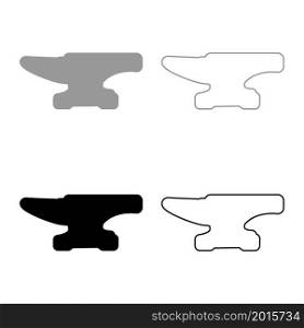 Anvil set icon grey black color vector illustration image simple flat style solid fill outline contour line thin. Anvil set icon grey black color vector illustration image flat style solid fill outline contour line thin