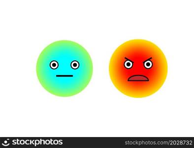 Anxieting blue emoji. Angry red face. Message button. Communication background. Vector illustration. Stock image. EPS 10.. Anxieting blue emoji. Angry red face. Message button. Communication background. Vector illustration. Stock image.