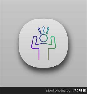 Anxiety app icon. UI/UX user interface. Panic attack. Nervous tension. Stress. Head problems. Emotional stress symptom. Web or mobile application. Vector isolated illustration. Anxiety app icon