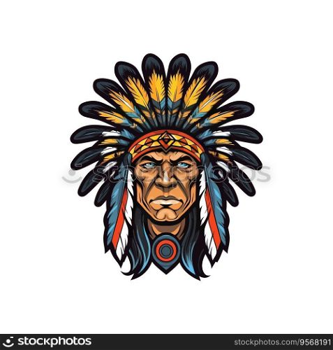 Apache warrior mascot logo. Vector illustration design
