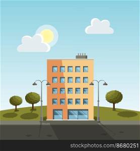 Apartment building at sunny day. Urban landscape