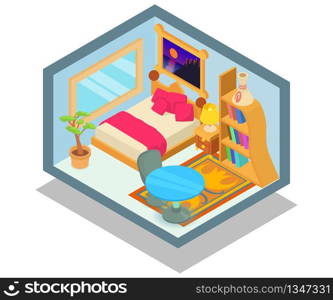 Apartment concept banner. Isometric banner of apartment vector concept for web, giftcard and postcard. Apartment concept banner, isometric style