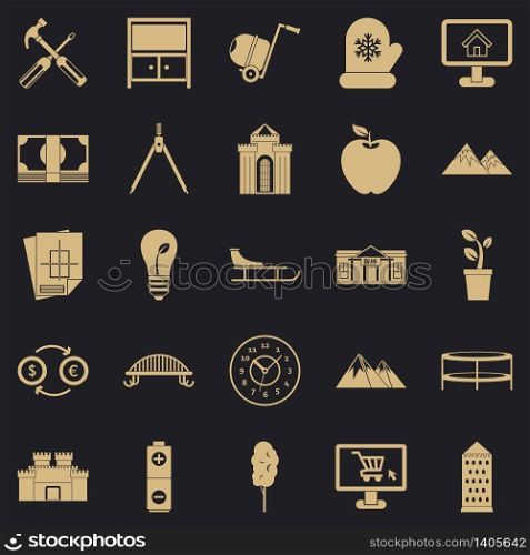 Apartment house icons set. Simple set of 25 apartment house vector icons for web for any design. Apartment house icons set, simple style