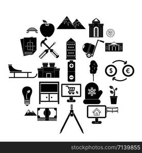 Apartment house icons set. Simple set of 25 apartment house vector icons for web isolated on white background. Apartment house icons set, simple style